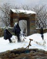 Graveyard Under Snow Romantic Caspar David Friedrich